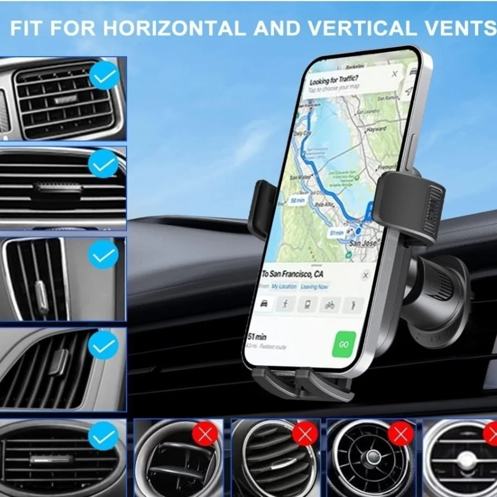 Wireless Magnetic Car Phone Mount Charger - Black